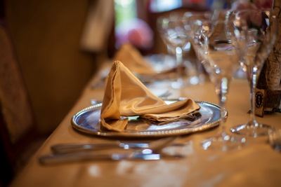 Napkin on a silver plate